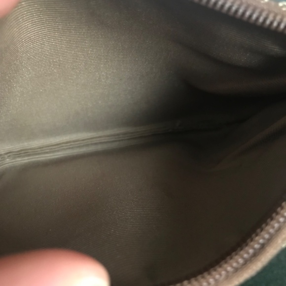 Coach Teal/Khaki Canvas Leather Wristlet Mini Pouch - Picture 10 of 16